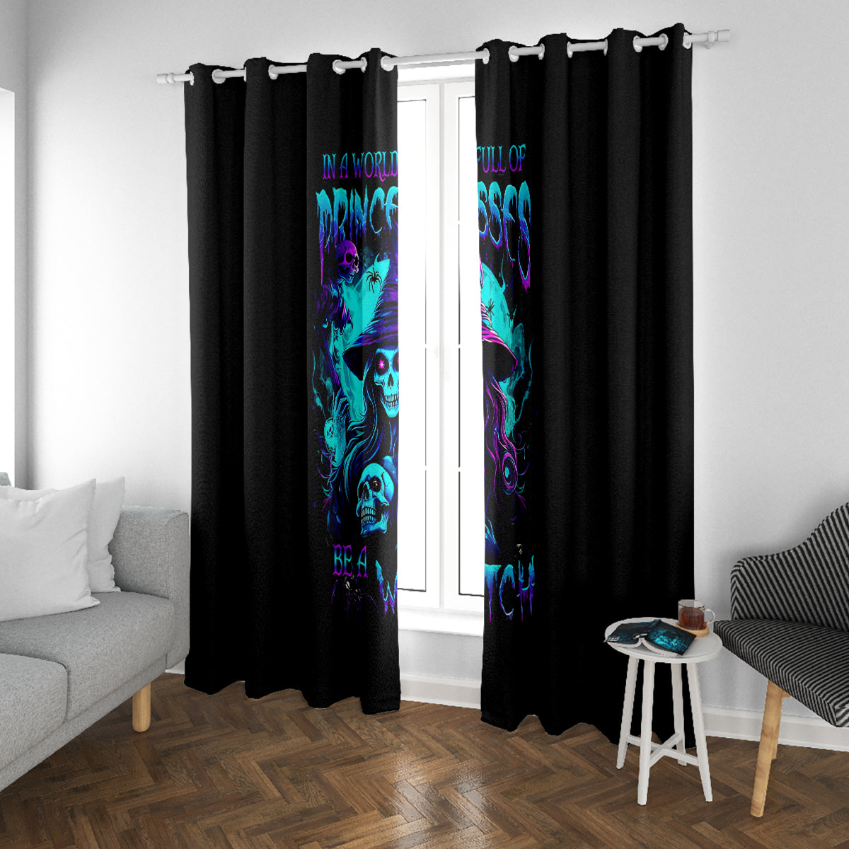 Witch Skull Window Curtain In A World Full Of Princess Be A Witch - Wonder Print Shop