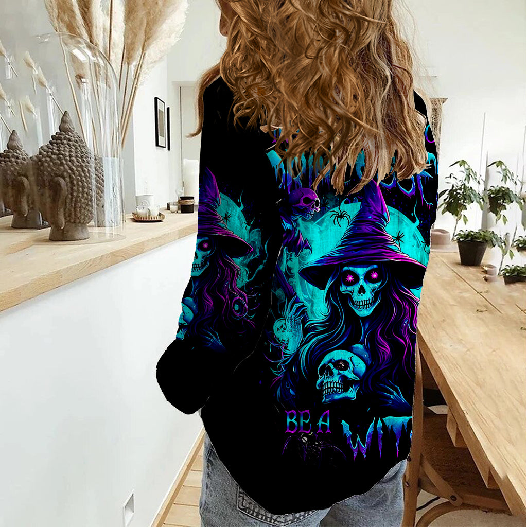 Witch Skull Women Casual Shirt In A World Full Of Princess Be A Witch - Wonder Print Shop