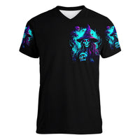 Witch Skull Women V Neck T Shirt In A World Full Of Princess Be A Witch - Wonder Print Shop