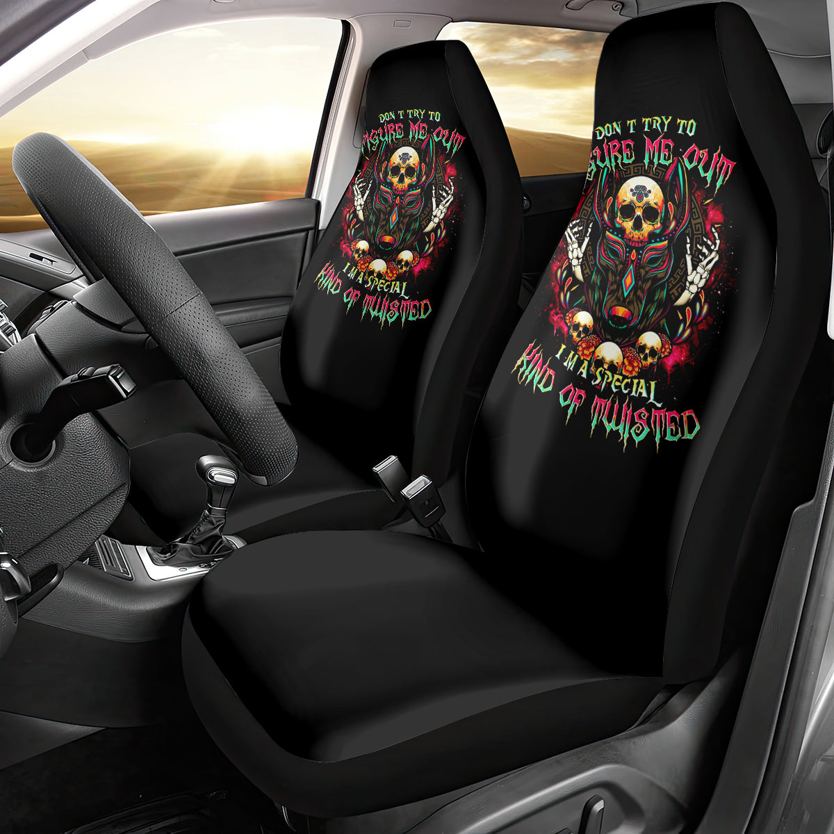 King Skull Car Seat Cover Don't Make Me Mad Then Tell Me To Calm Down - Wonder Print Shop