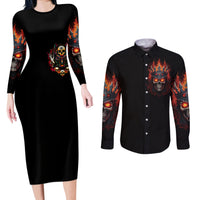 King Skull Couples Matching Long Sleeve Bodycon Dress and Long Sleeve Button Shirts Don't Make Me Mad Then Tell Me To Calm Down - Wonder Print Shop