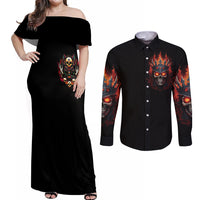 King Skull Couples Matching Off Shoulder Maxi Dress and Long Sleeve Button Shirts Don't Make Me Mad Then Tell Me To Calm Down - Wonder Print Shop