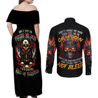 King Skull Couples Matching Off Shoulder Maxi Dress and Long Sleeve Button Shirts Don't Make Me Mad Then Tell Me To Calm Down - Wonder Print Shop