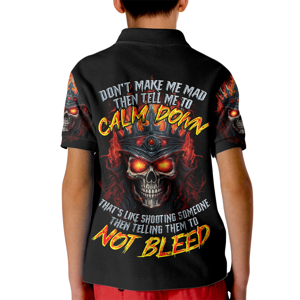 King Skull Kid Polo Shirt Don't Make Me Mad Then Tell Me To Calm Down - Wonder Print Shop
