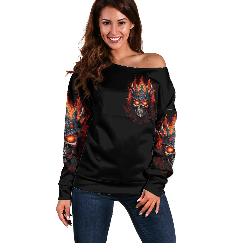 King Skull Off Shoulder Sweater Don't Make Me Mad Then Tell Me To Calm Down - Wonder Print Shop