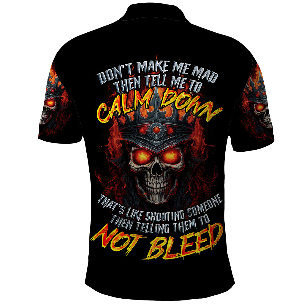 King Skull Polo Shirt Don't Make Me Mad Then Tell Me To Calm Down - Wonder Print Shop