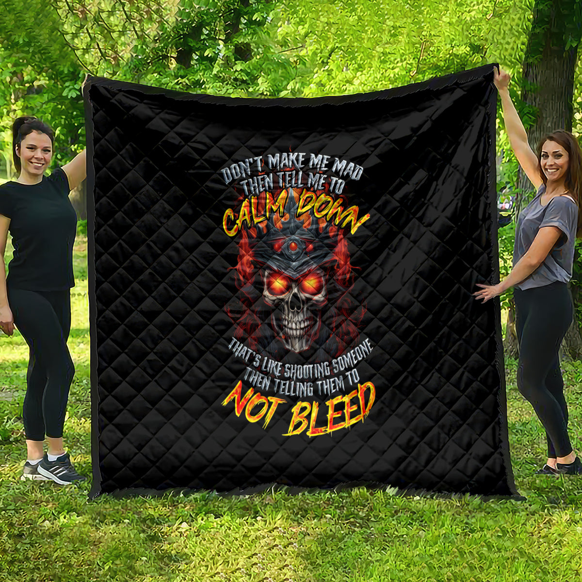 King Skull Quilt Don't Make Me Mad Then Tell Me To Calm Down - Wonder Print Shop