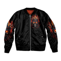 King Skull Sleeve Zip Bomber Jacket Don't Make Me Mad Then Tell Me To Calm Down - Wonder Print Shop