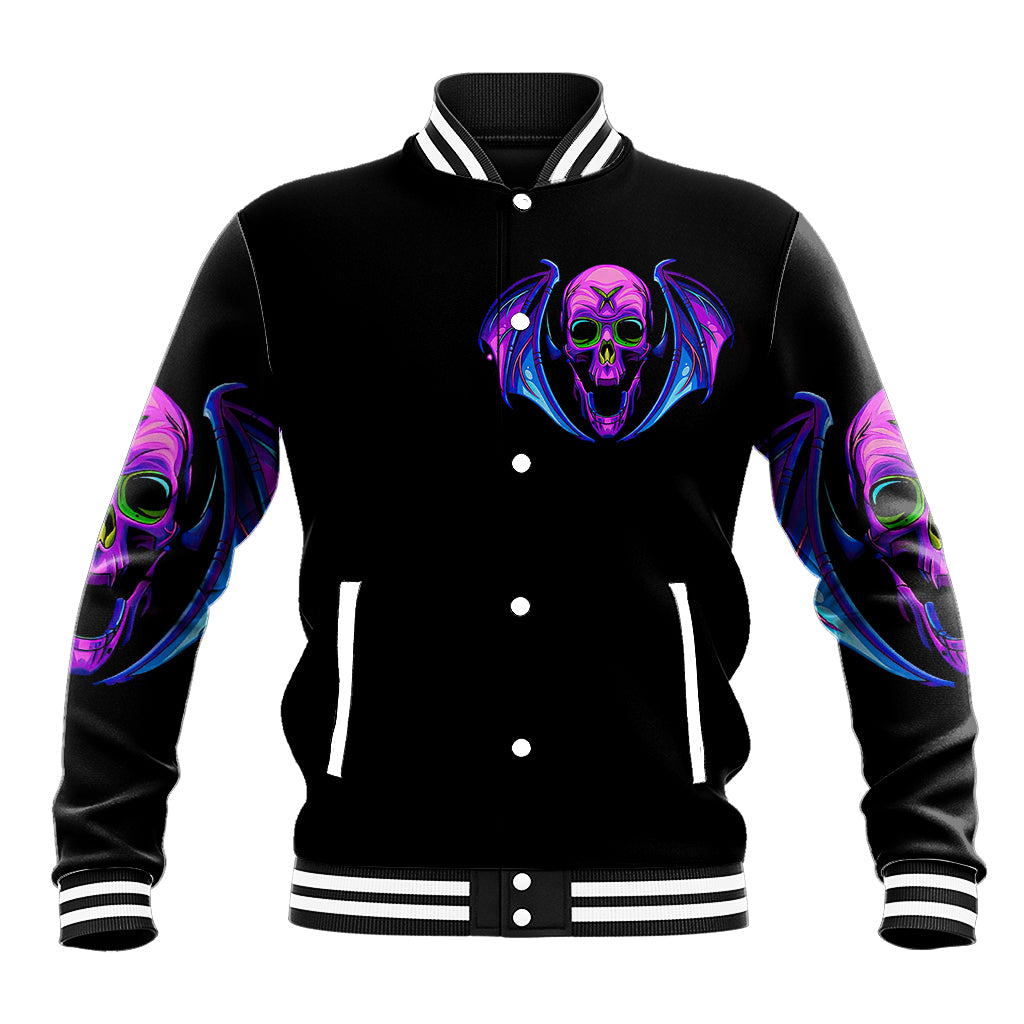 Bat Skull Baseball Jacket Bat Skull Hello Darkness My Old Friend - Wonder Print Shop