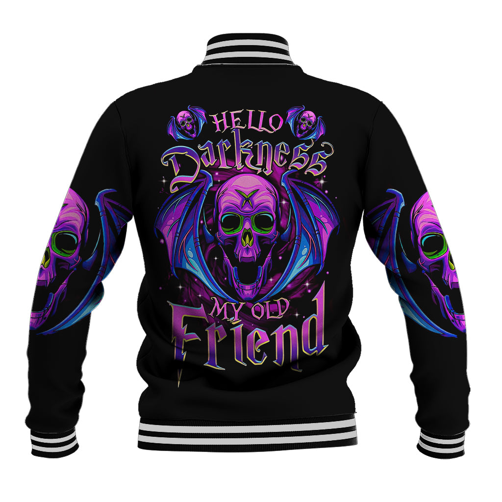 Bat Skull Baseball Jacket Bat Skull Hello Darkness My Old Friend - Wonder Print Shop