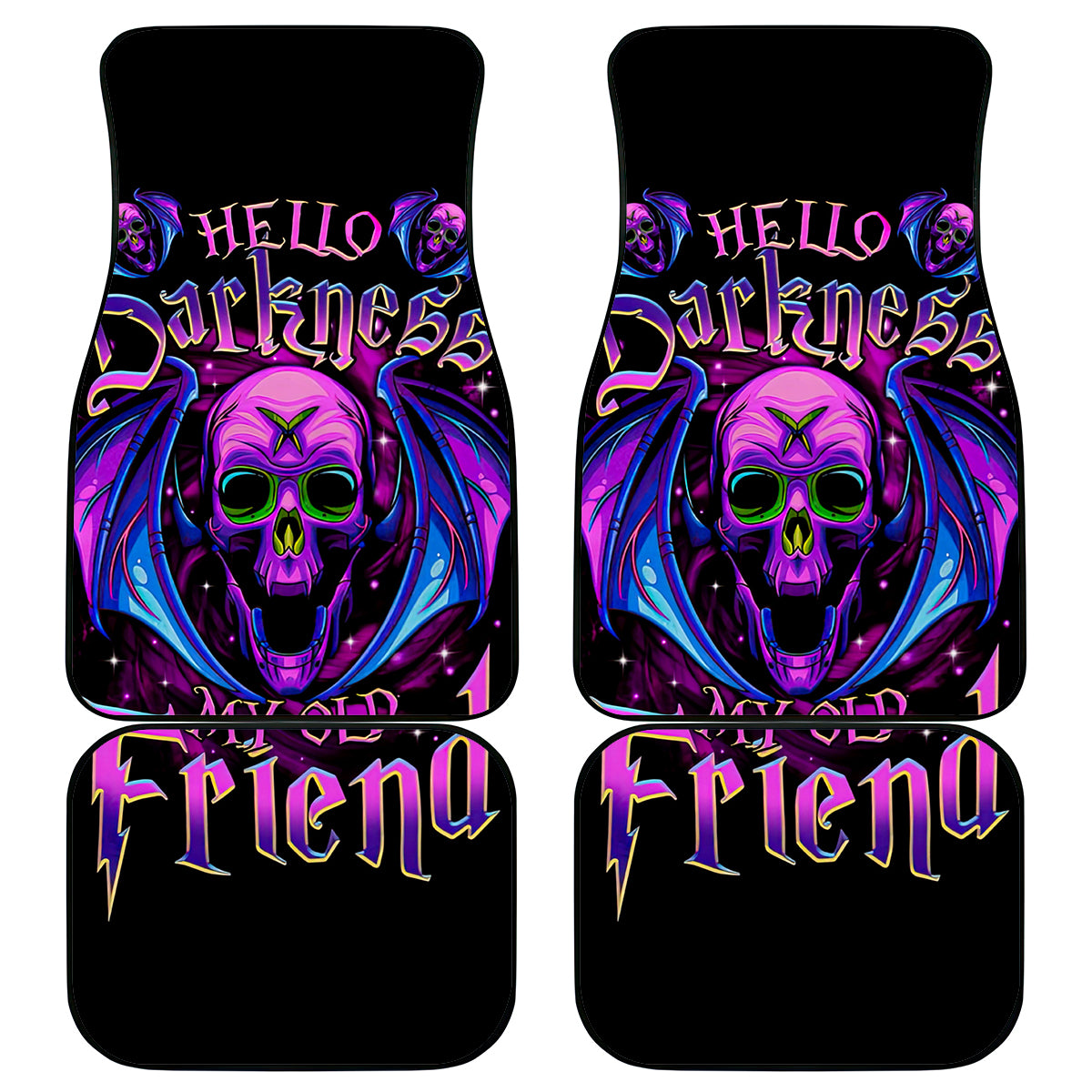 Bat Skull Car Mats Bat Skull Hello Darkness My Old Friend - Wonder Print Shop