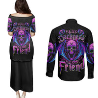 Bat Skull Couples Matching Puletasi Dress and Long Sleeve Button Shirts Bat Skull Hello Darkness My Old Friend - Wonder Print Shop