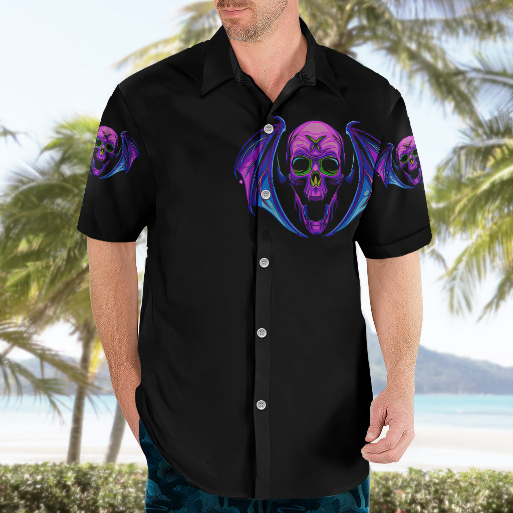 Bat Skull Hawaiian Shirt Bat Skull Hello Darkness My Old Friend - Wonder Print Shop
