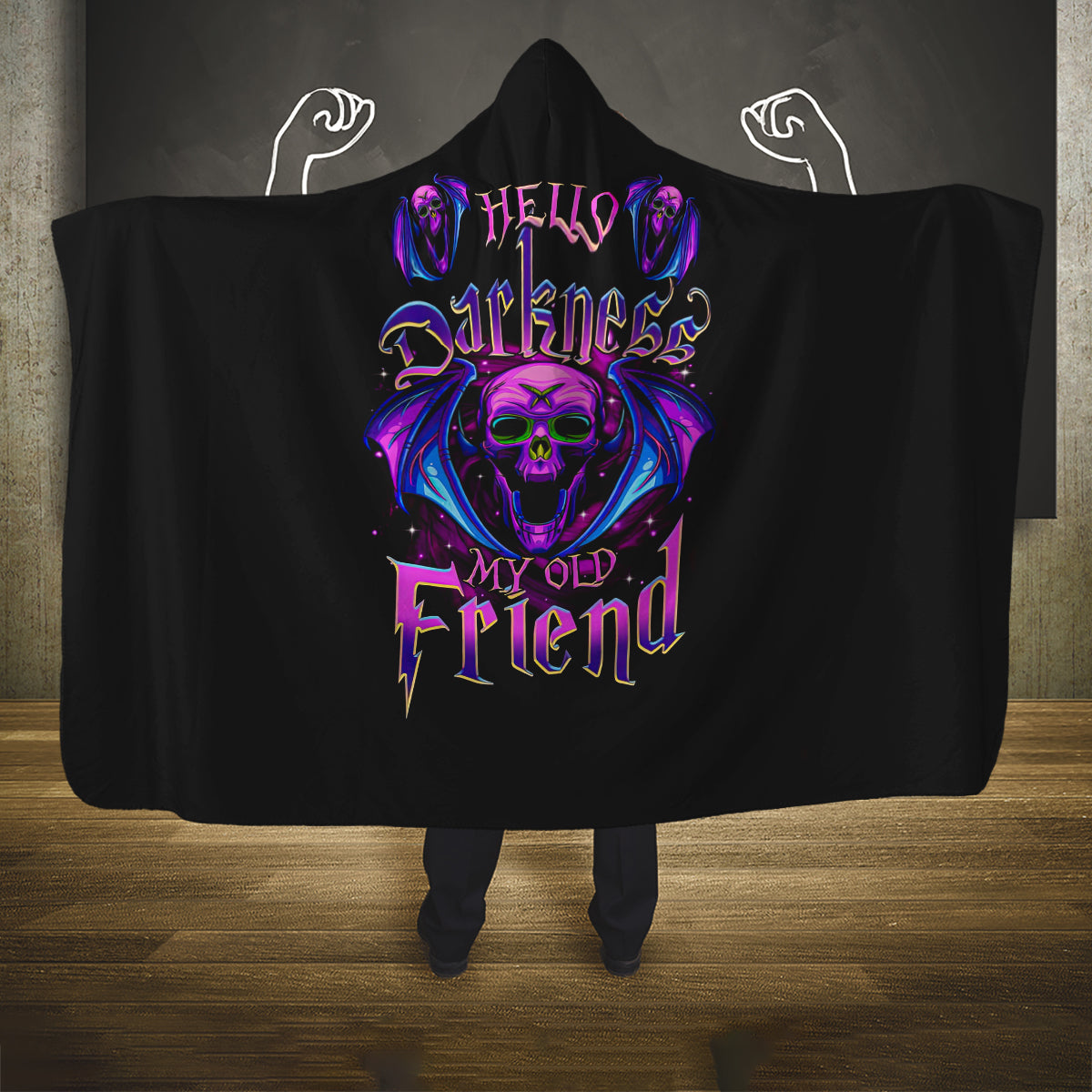 bat-skull-hooded-blanket-bat-skull-hello-darkness-my-old-friend
