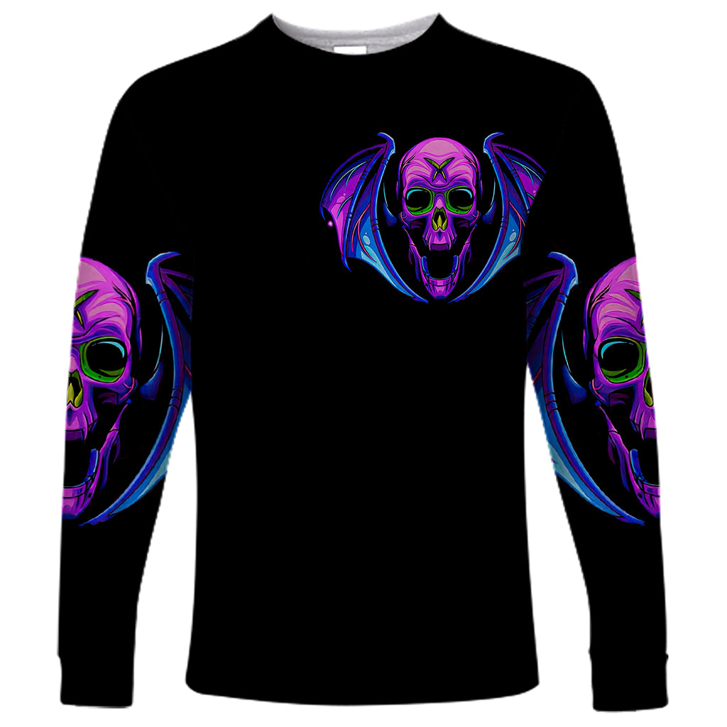 Bat Skull Long Sleeve Shirt Bat Skull Hello Darkness My Old Friend - Wonder Print Shop