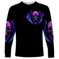 Bat Skull Long Sleeve Shirt Bat Skull Hello Darkness My Old Friend - Wonder Print Shop