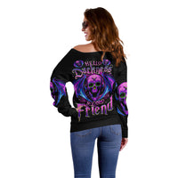 Bat Skull Off Shoulder Sweater Bat Skull Hello Darkness My Old Friend - Wonder Print Shop