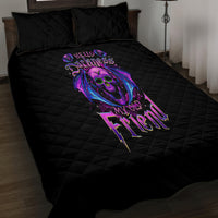Bat Skull Quilt Bed Set Bat Skull Hello Darkness My Old Friend - Wonder Print Shop