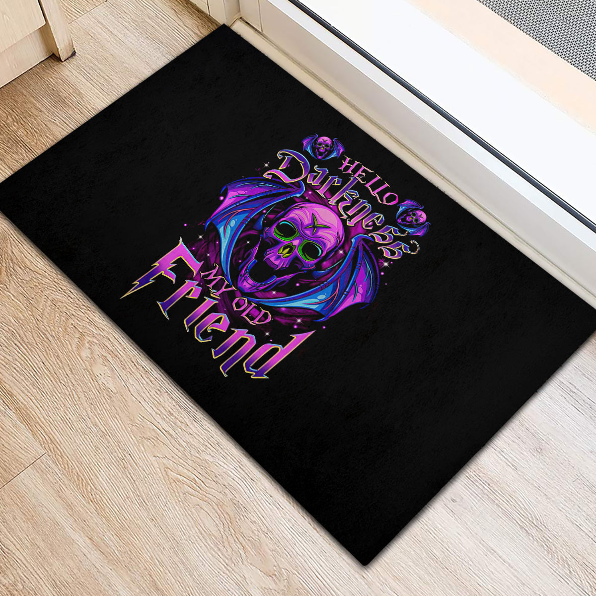 Bat Skull Rubber Doormat Bat Skull Hello Darkness My Old Friend - Wonder Print Shop