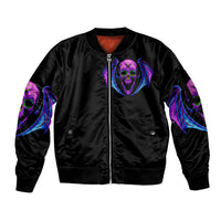 Bat Skull Sleeve Zip Bomber Jacket Bat Skull Hello Darkness My Old Friend - Wonder Print Shop