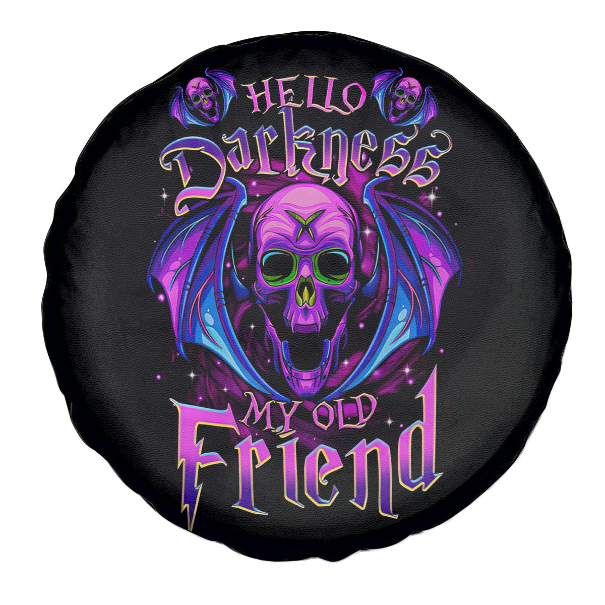 Bat Skull Spare Tire Cover Bat Skull Hello Darkness My Old Friend - Wonder Print Shop