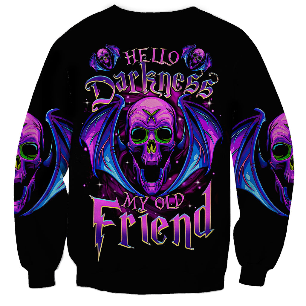 Bat Skull Sweatshirt Bat Skull Hello Darkness My Old Friend - Wonder Print Shop
