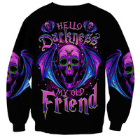 Bat Skull Sweatshirt Bat Skull Hello Darkness My Old Friend - Wonder Print Shop