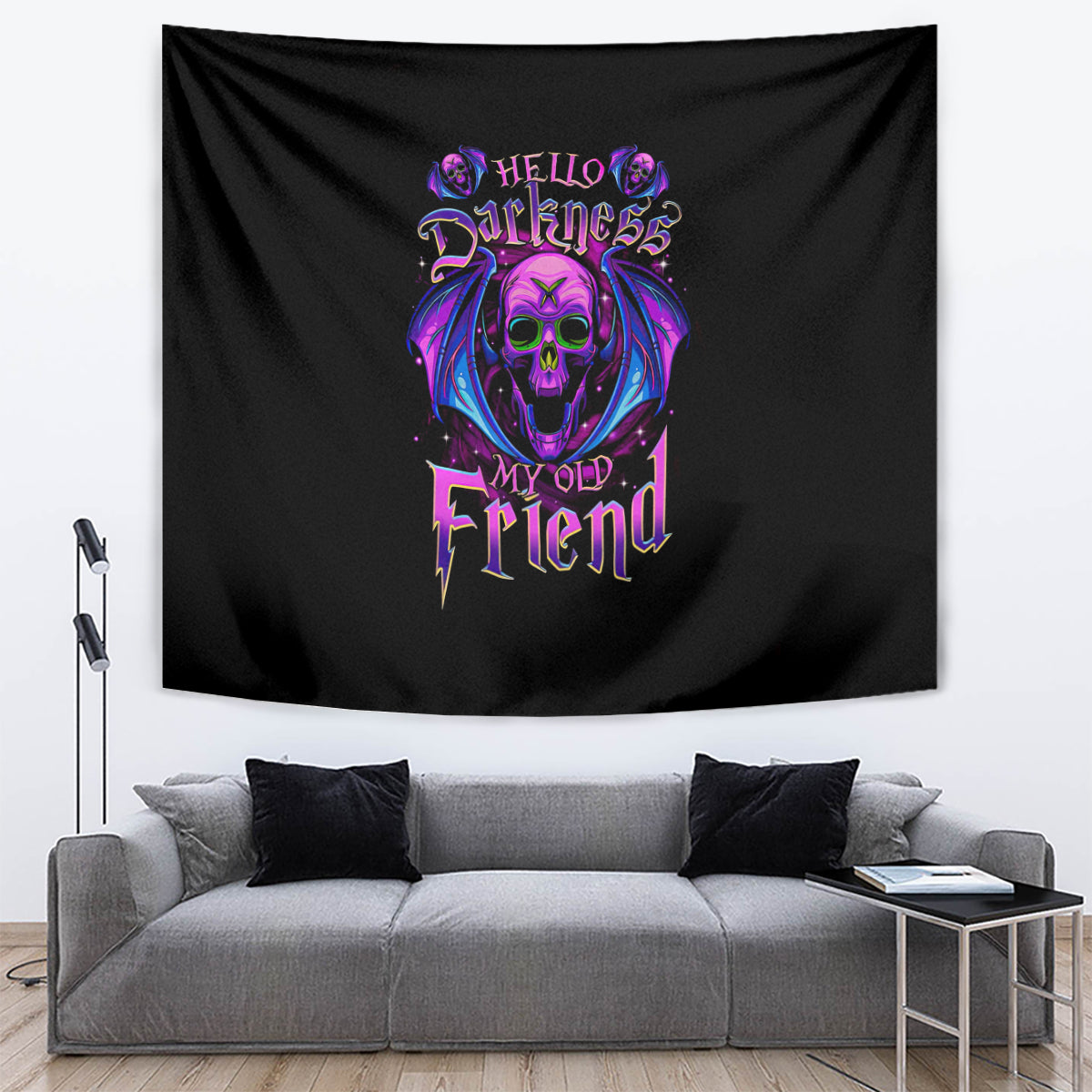Bat Skull Tapestry Bat Skull Hello Darkness My Old Friend - Wonder Print Shop