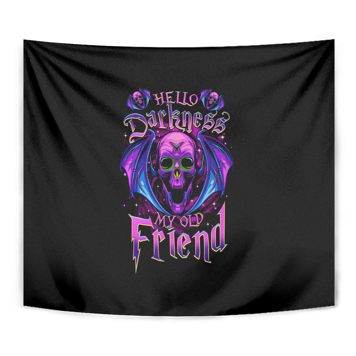 Bat Skull Tapestry Bat Skull Hello Darkness My Old Friend - Wonder Print Shop