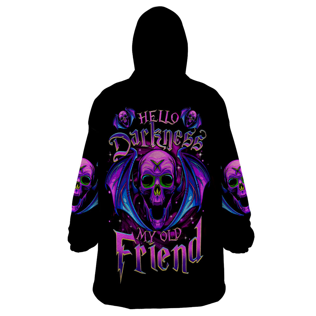 Bat Skull Wearable Blanket Hoodie Bat Skull Hello Darkness My Old Friend - Wonder Print Shop