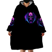 Bat Skull Wearable Blanket Hoodie Bat Skull Hello Darkness My Old Friend - Wonder Print Shop