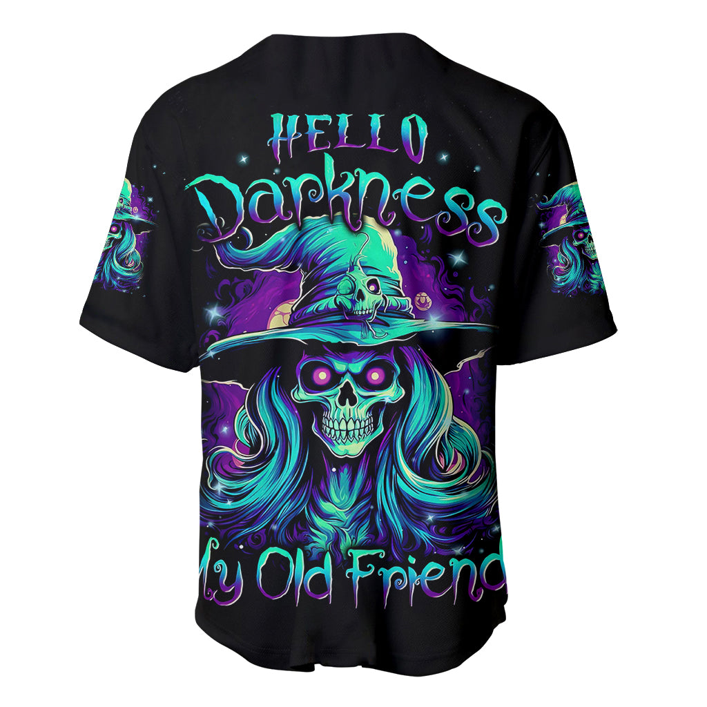 Witch Skull Baseball Jersey Skull Witch Hello Darkness My Old Friend - Wonder Print Shop