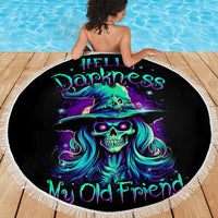 Witch Skull Beach Blanket Skull Witch Hello Darkness My Old Friend - Wonder Print Shop