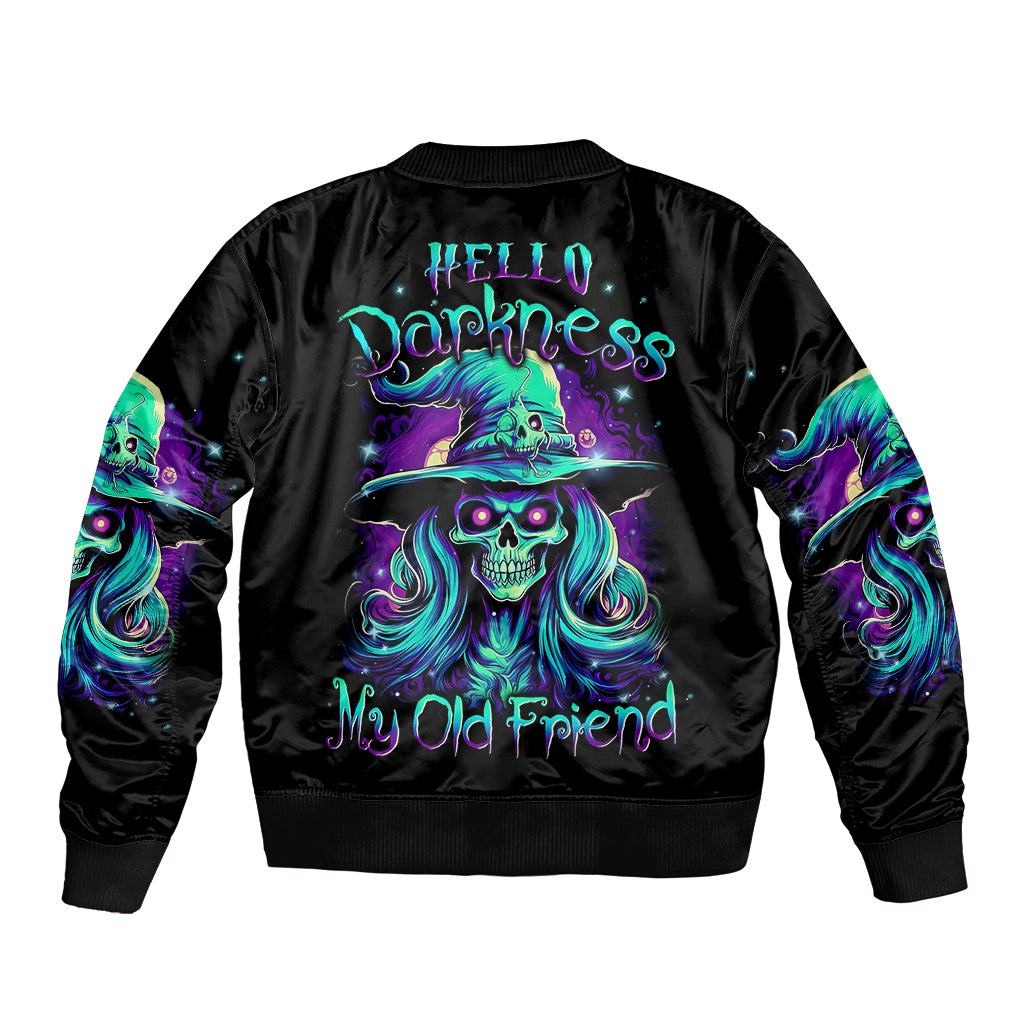 Witch Skull Bomber Jacket Skull Witch Hello Darkness My Old Friend - Wonder Print Shop