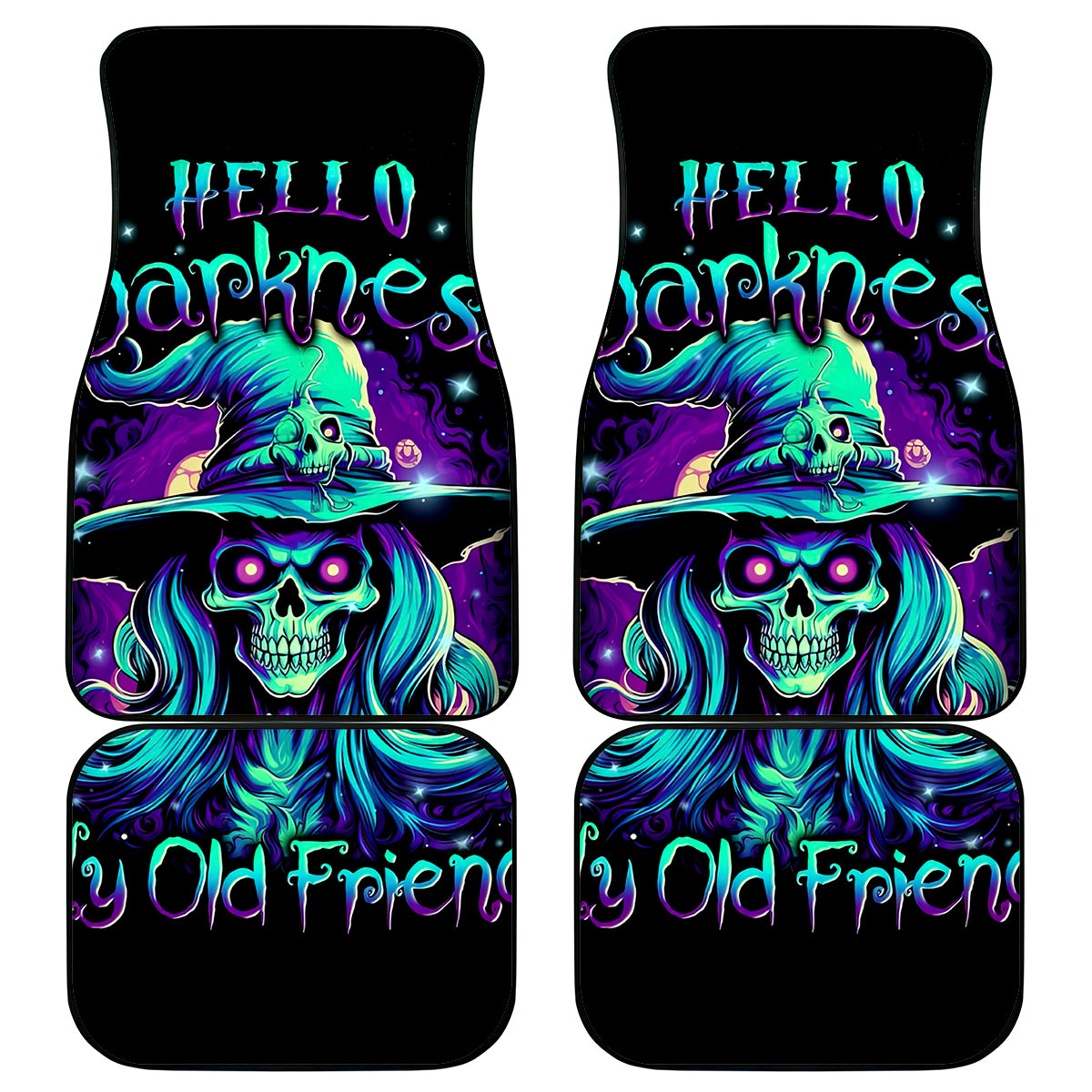 Witch Skull Car Mats Skull Witch Hello Darkness My Old Friend - Wonder Print Shop