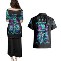 Witch Skull Couples Matching Puletasi Dress and Hawaiian Shirt Skull Witch Hello Darkness My Old Friend - Wonder Print Shop