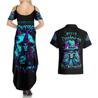 Witch Skull Couples Matching Summer Maxi Dress and Hawaiian Shirt Skull Witch Hello Darkness My Old Friend - Wonder Print Shop