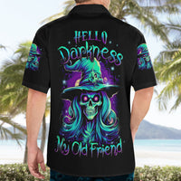 Witch Skull Hawaiian Shirt Skull Witch Hello Darkness My Old Friend - Wonder Print Shop