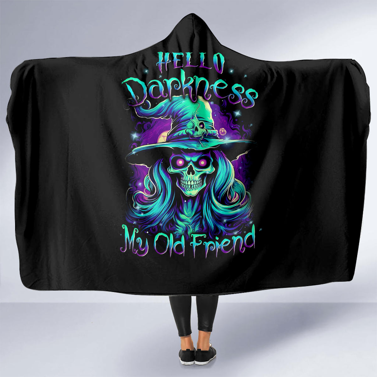 witch-skull-hooded-blanket-skull-witch-hello-darkness-my-old-friend