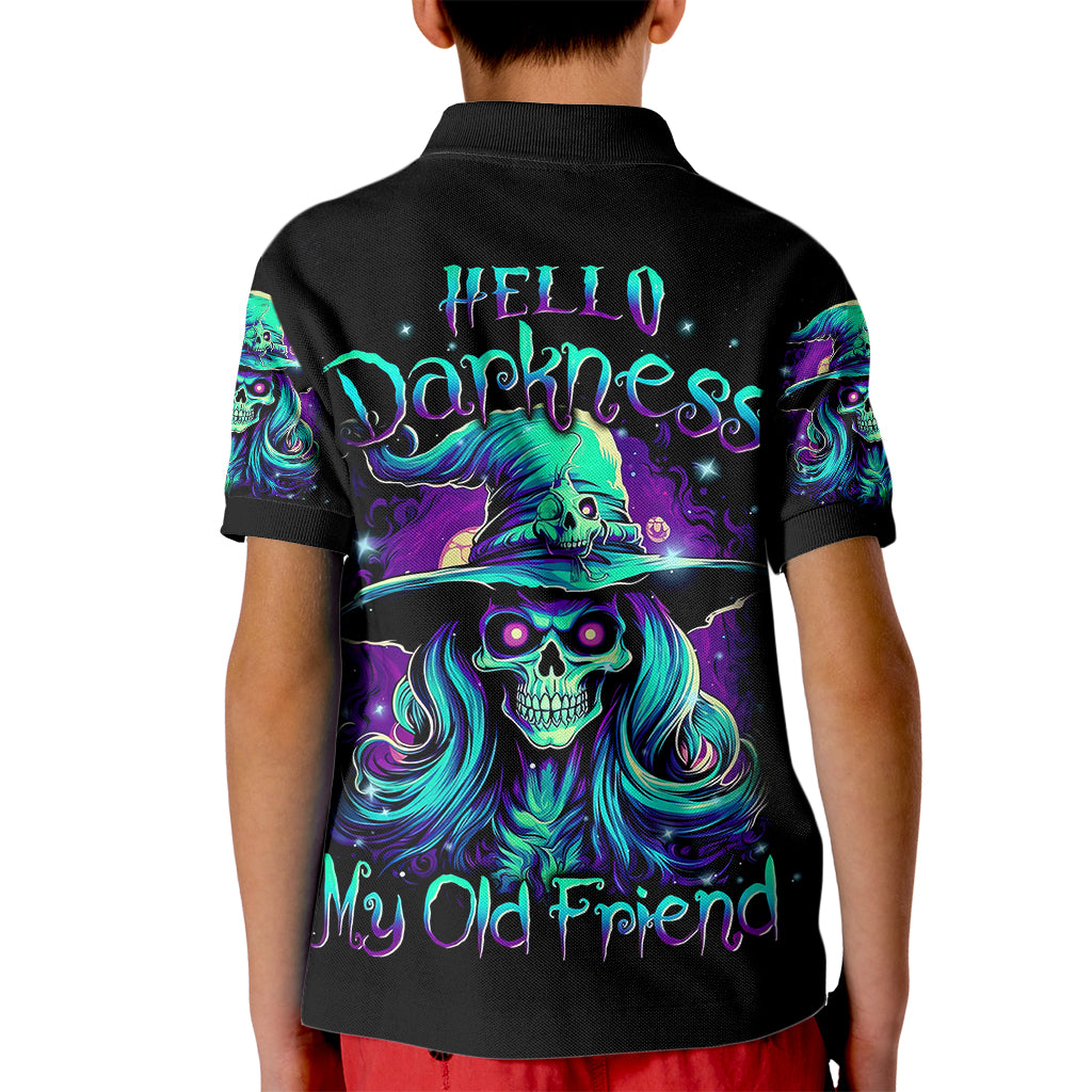Witch Skull Kid Polo Shirt Skull Witch Hello Darkness My Old Friend - Wonder Print Shop