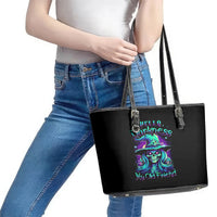 Witch Skull Leather Tote Bag Skull Witch Hello Darkness My Old Friend - Wonder Print Shop