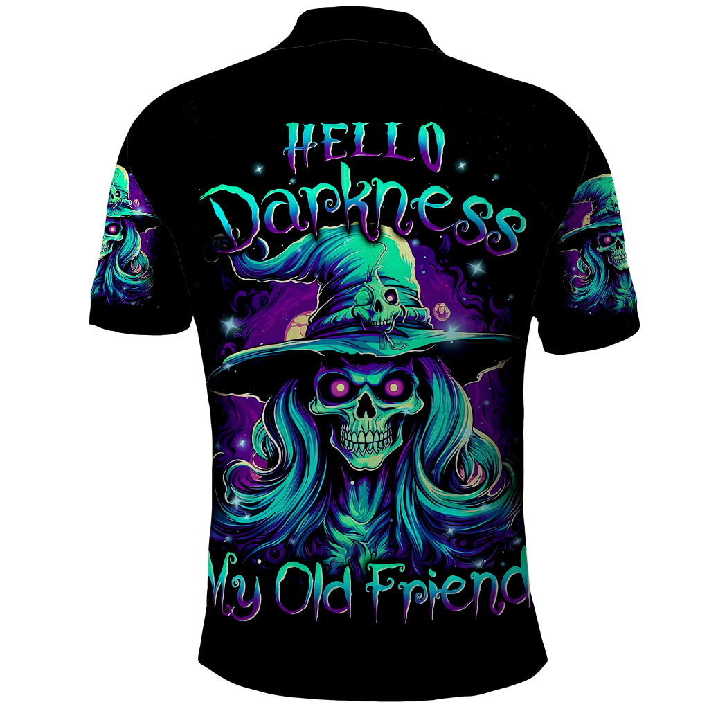 Witch Skull Polo Shirt Skull Witch Hello Darkness My Old Friend - Wonder Print Shop