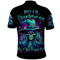 Witch Skull Polo Shirt Skull Witch Hello Darkness My Old Friend - Wonder Print Shop