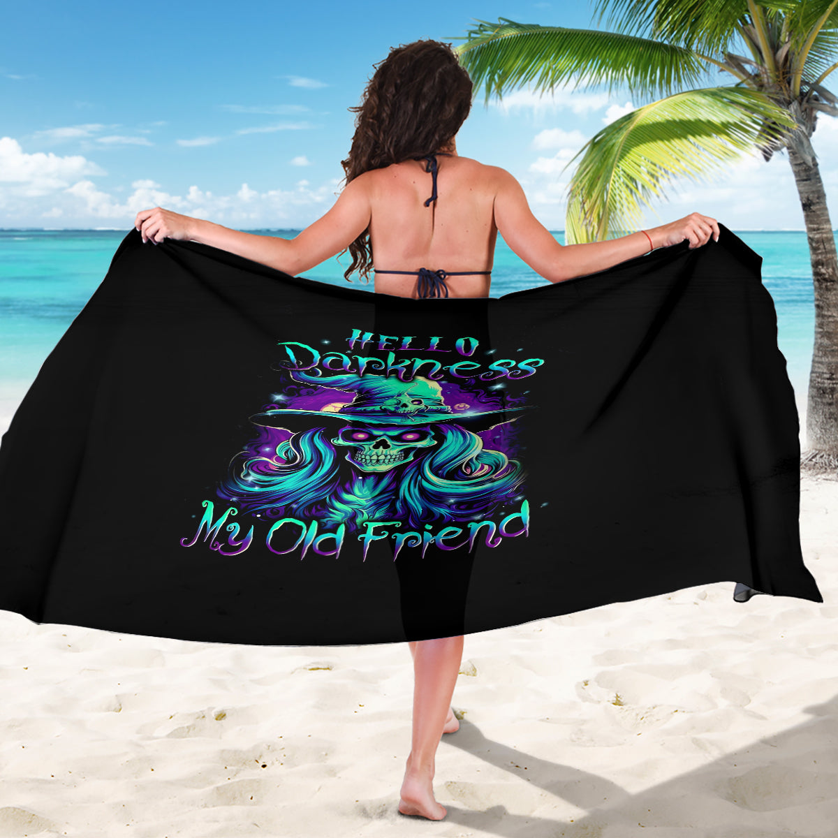Witch Skull Sarong Skull Witch Hello Darkness My Old Friend - Wonder Print Shop