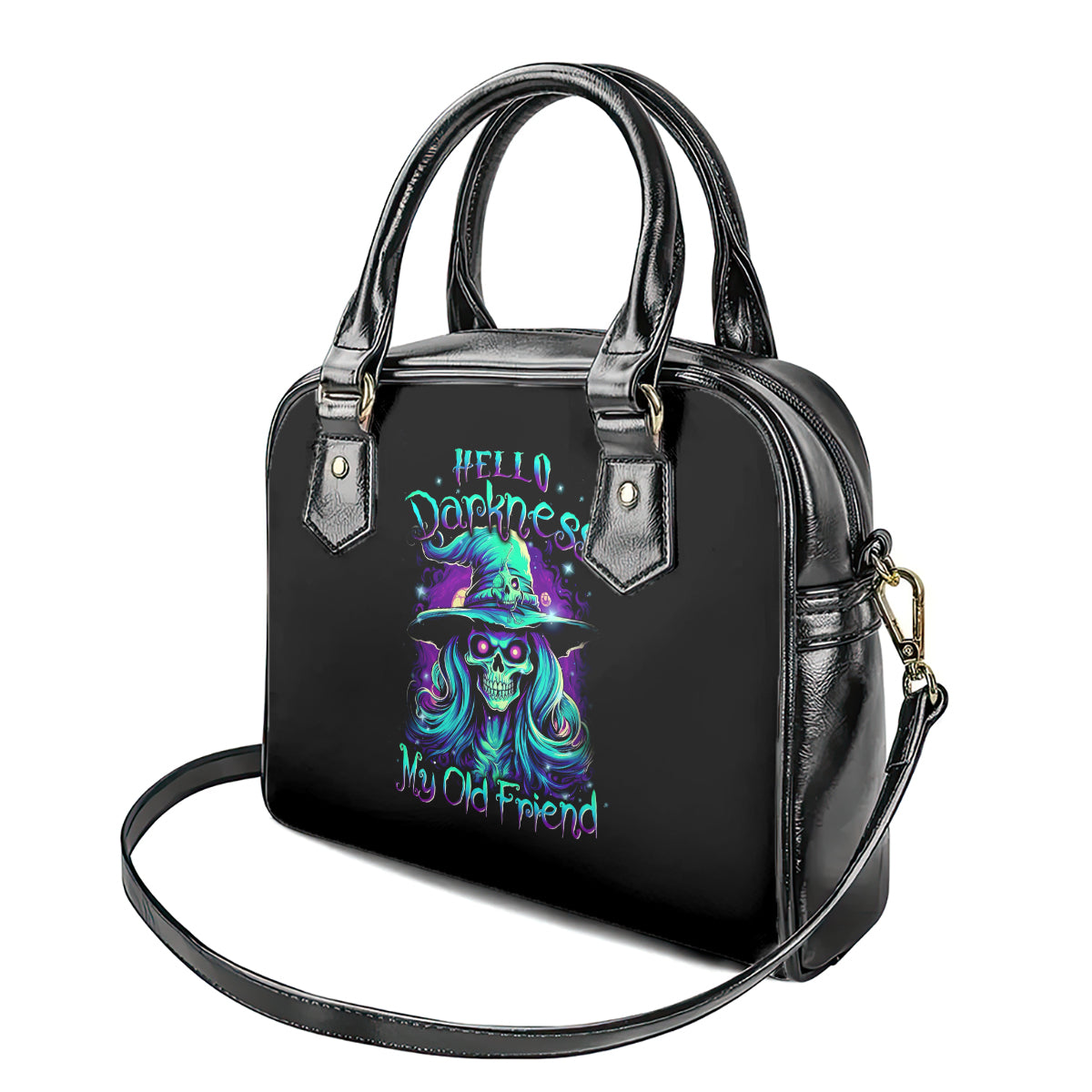 witch-skull-shoulder-handbag-skull-witch-hello-darkness-my-old-friend
