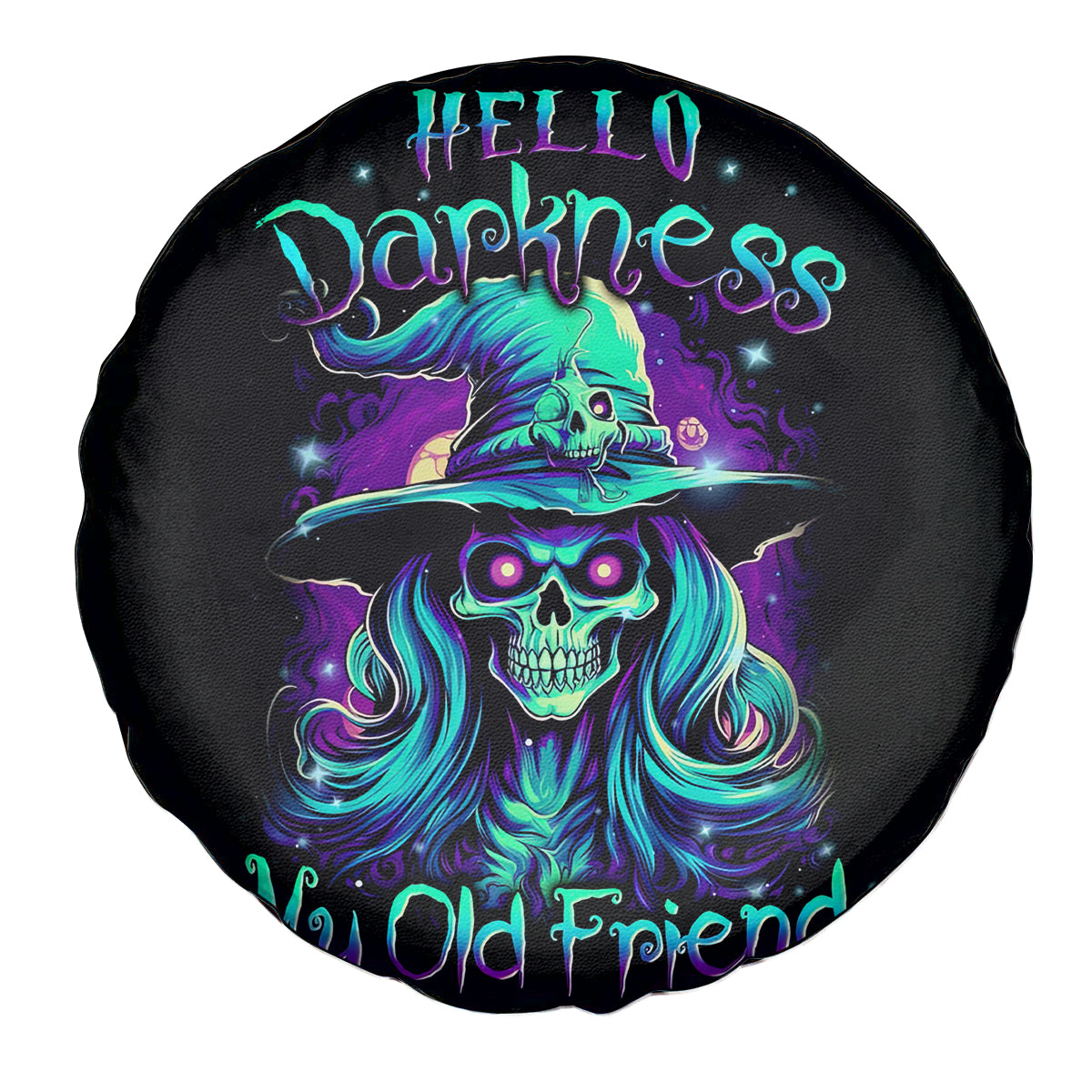 Witch Skull Spare Tire Cover Skull Witch Hello Darkness My Old Friend - Wonder Print Shop