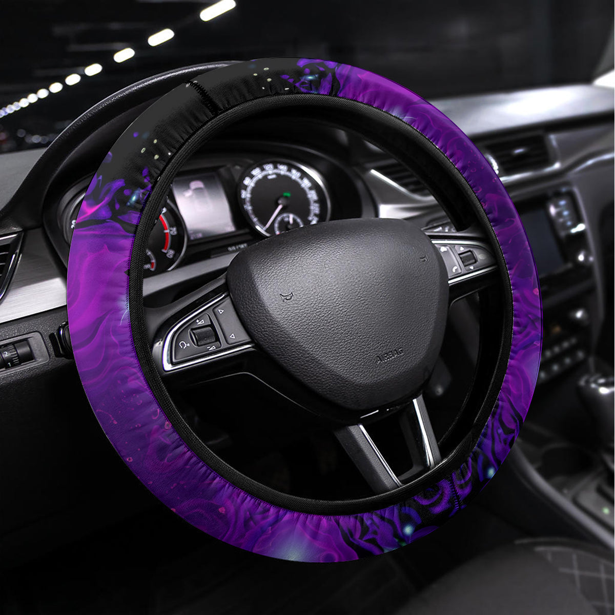 Witch Skull Steering Wheel Cover Skull Witch Hello Darkness My Old Friend - Wonder Print Shop