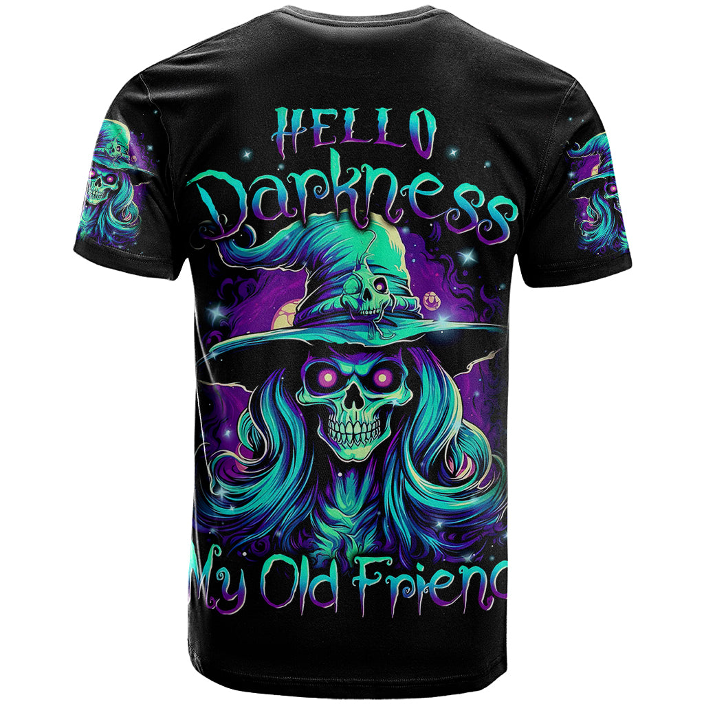 Witch Skull T Shirt Skull Witch Hello Darkness My Old Friend - Wonder Print Shop