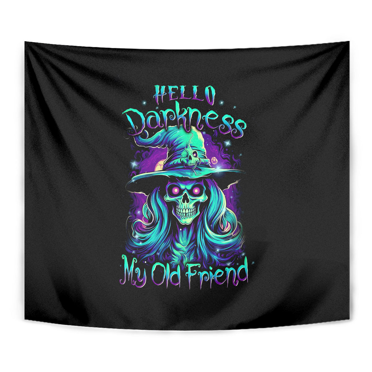 Witch Skull Tapestry Skull Witch Hello Darkness My Old Friend - Wonder Print Shop