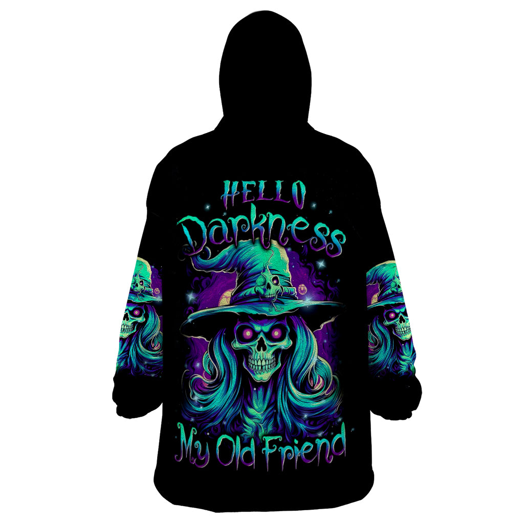Witch Skull Wearable Blanket Hoodie Skull Witch Hello Darkness My Old Friend - Wonder Print Shop